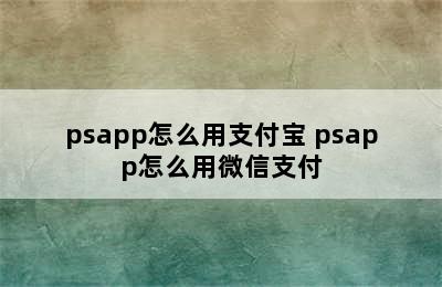 psapp怎么用支付宝 psapp怎么用微信支付